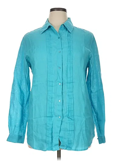 Pre-owned Dana Buchman Long Sleeve Blouse In Teal
