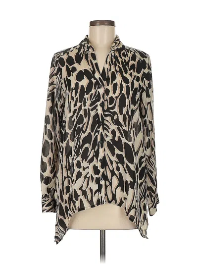 Pre-owned Dana Buchman Long Sleeve Blouse In White