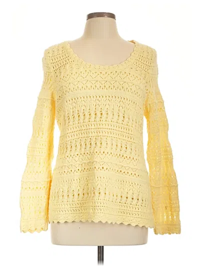 Pre-owned Dana Buchman Long Sleeve Blouse In Yellow