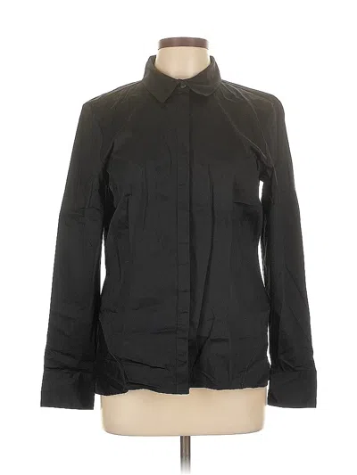 Pre-owned Dana Buchman Long Sleeve Button Down Shirt In Black