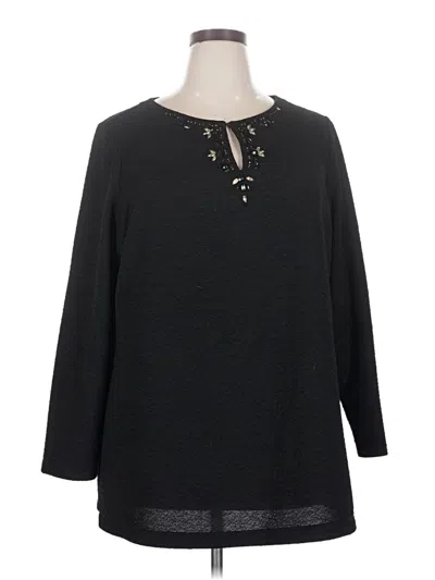 Pre-owned Dana Buchman Long Sleeve Henley Shirt In Black