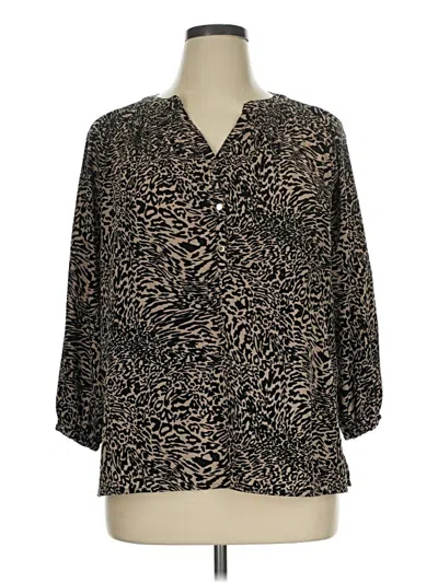 Pre-owned Dana Buchman Long Sleeve Polo Shirt In Brown