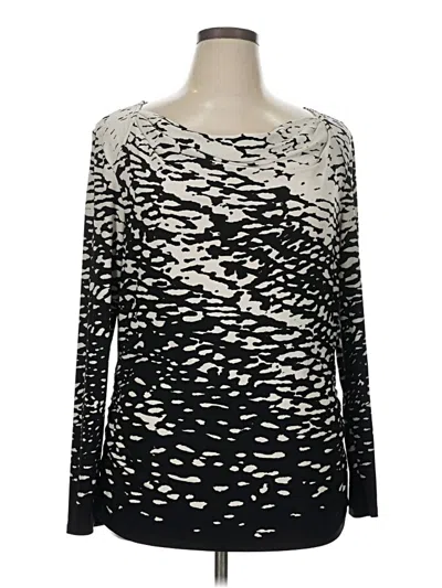 Pre-owned Dana Buchman Long Sleeve Top Black Boatneck Tops