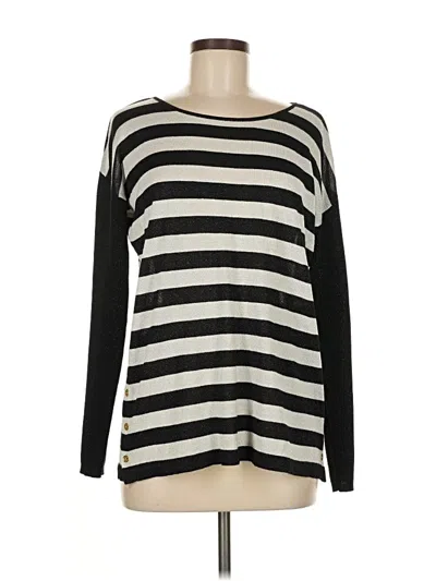Pre-owned Dana Buchman Long Sleeve Top Black Boatneck Tops