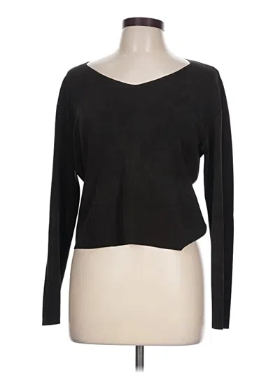 Pre-owned Dana Buchman Long Sleeve Top Black Scoop Neck Tops
