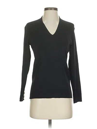 Pre-owned Dana Buchman Long Sleeve Top Black V-neck Tops