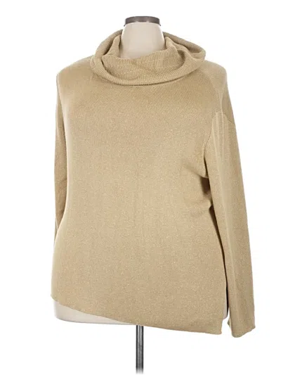 Pre-owned Dana Buchman Long Sleeve Top Tan Cowl Neck Tops