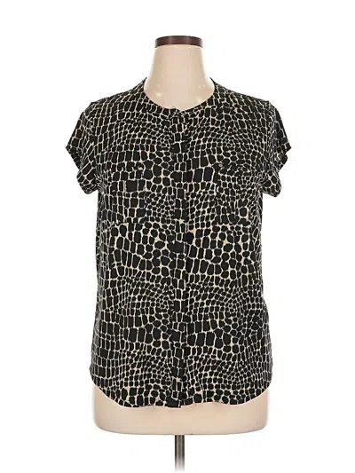 Pre-owned Dana Buchman Short Sleeve Blouse In Black
