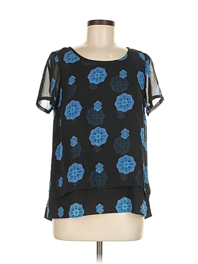 Pre-owned Dana Buchman Short Sleeve Blouse In Black