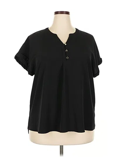 Pre-owned Dana Buchman Short Sleeve Blouse In Black