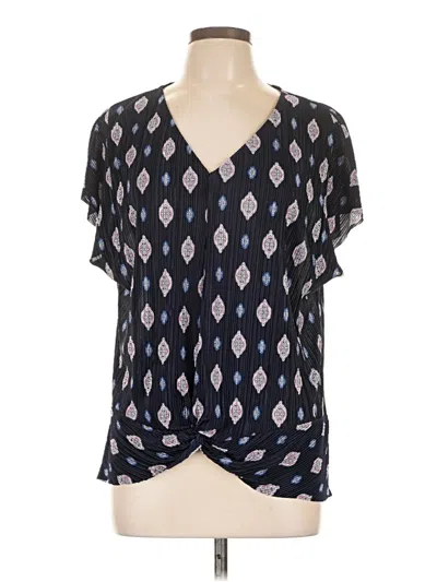 Pre-owned Dana Buchman Short Sleeve Blouse In Black