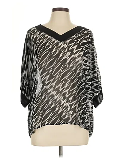 Pre-owned Dana Buchman Short Sleeve Blouse In Black