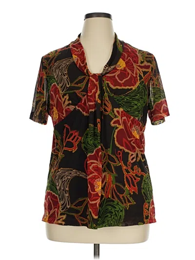Pre-owned Dana Buchman Short Sleeve Blouse In Black