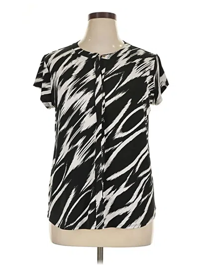 Pre-owned Dana Buchman Short Sleeve Blouse In Black