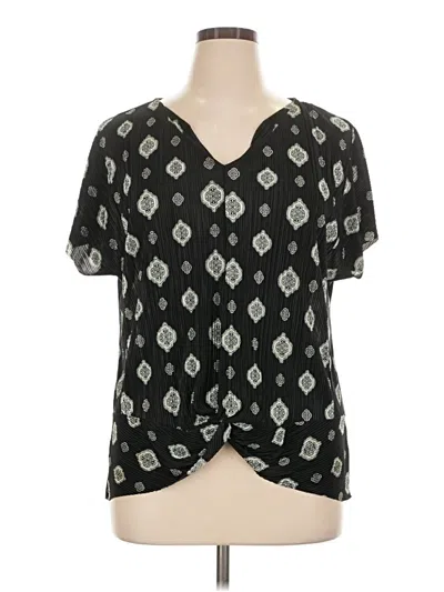 Pre-owned Dana Buchman Short Sleeve Blouse In Black