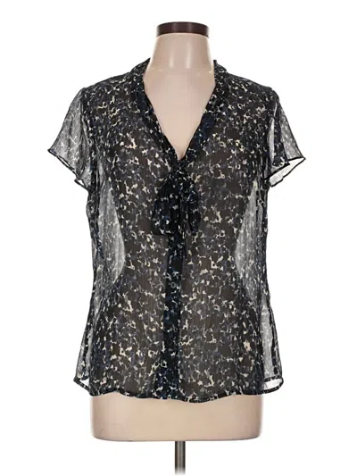 Pre-owned Dana Buchman Short Sleeve Blouse In Black