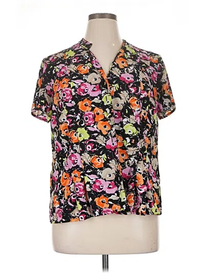 Pre-owned Dana Buchman Short Sleeve Blouse In Black