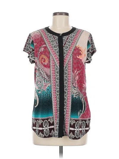 Pre-owned Dana Buchman Short Sleeve Blouse In Blue