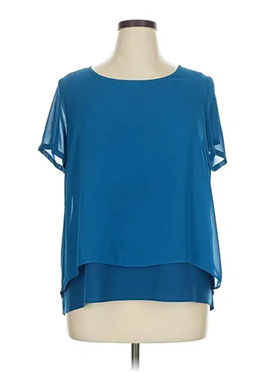 Pre-owned Dana Buchman Short Sleeve Blouse In Blue