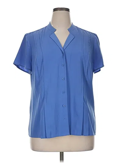 Pre-owned Dana Buchman Short Sleeve Blouse In Blue