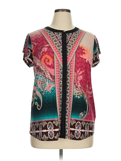 Pre-owned Dana Buchman Short Sleeve Blouse In Blue