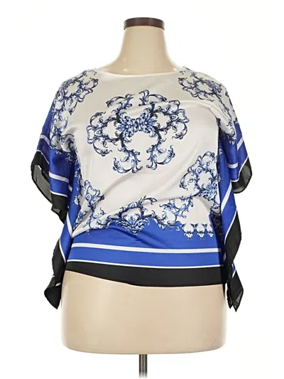 Pre-owned Dana Buchman Short Sleeve Blouse In Blue