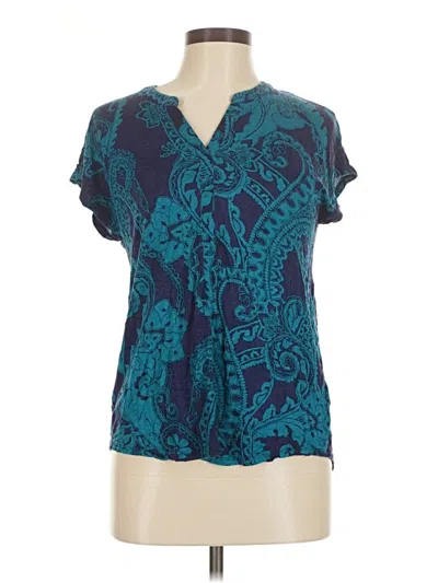 Pre-owned Dana Buchman Short Sleeve Blouse In Blue
