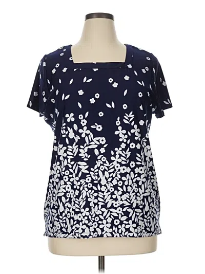 Pre-owned Dana Buchman Short Sleeve Blouse In Blue