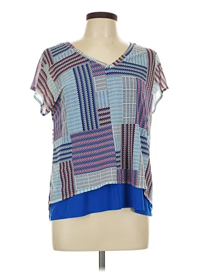 Pre-owned Dana Buchman Short Sleeve Blouse In Blue