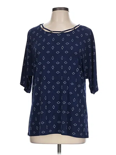 Pre-owned Dana Buchman Short Sleeve Blouse In Blue