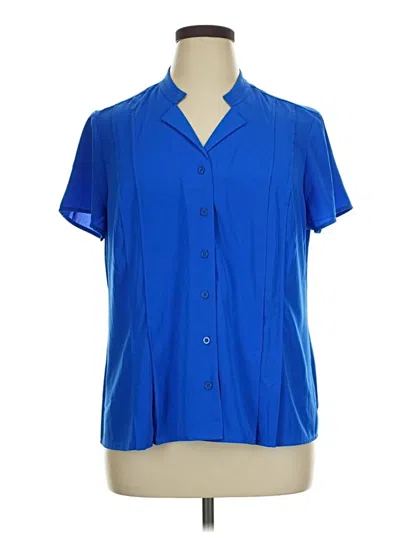 Pre-owned Dana Buchman Short Sleeve Blouse In Blue