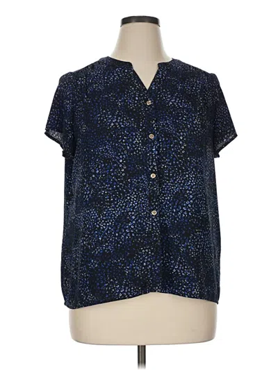 Pre-owned Dana Buchman Short Sleeve Blouse In Blue
