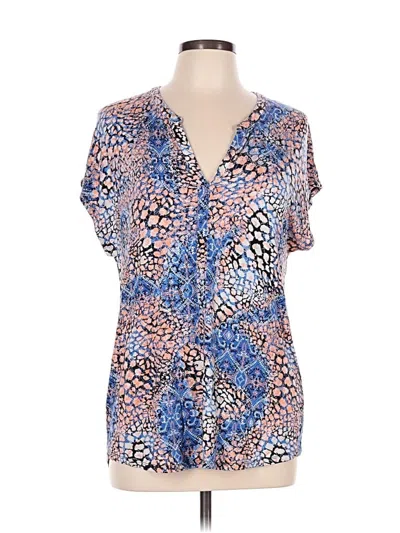 Pre-owned Dana Buchman Short Sleeve Blouse In Blue