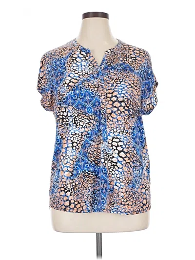 Pre-owned Dana Buchman Short Sleeve Blouse In Blue