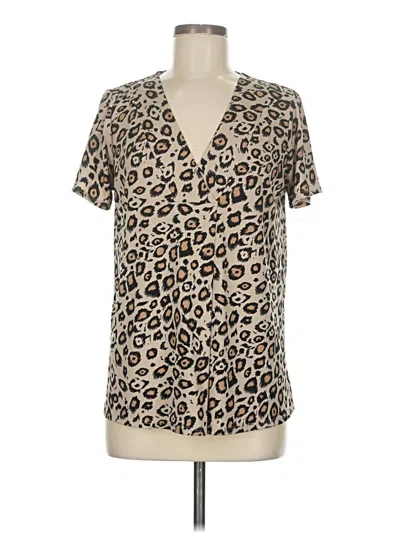 Pre-owned Dana Buchman Short Sleeve Blouse In Brown