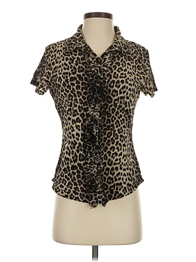 Pre-owned Dana Buchman Short Sleeve Blouse In Brown