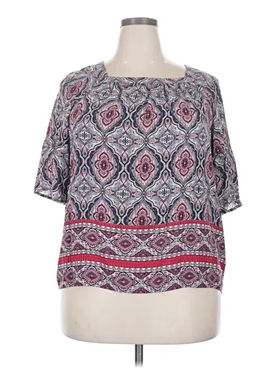 Pre-owned Dana Buchman Short Sleeve Blouse In Gray
