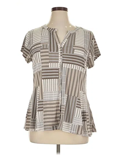Pre-owned Dana Buchman Short Sleeve Blouse In Gray