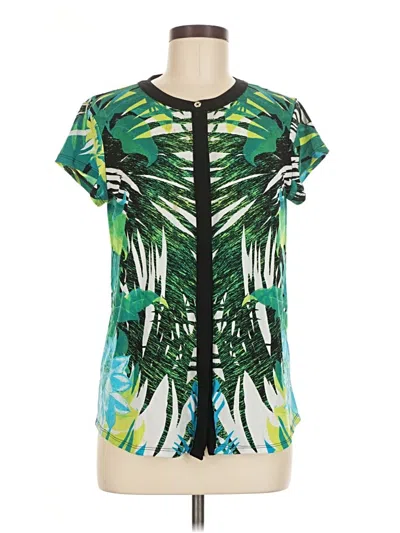 Pre-owned Dana Buchman Short Sleeve Blouse In Green