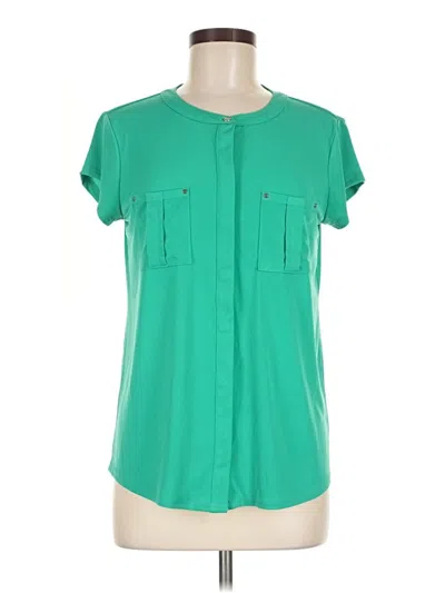 Pre-owned Dana Buchman Short Sleeve Blouse In Green