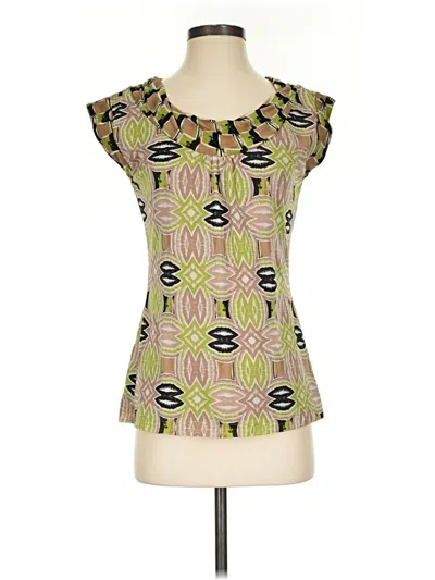 Pre-owned Dana Buchman Short Sleeve Blouse In Green