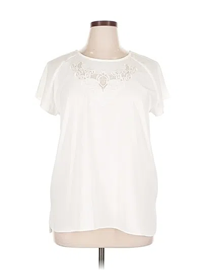 Pre-owned Dana Buchman Short Sleeve Blouse In Ivory