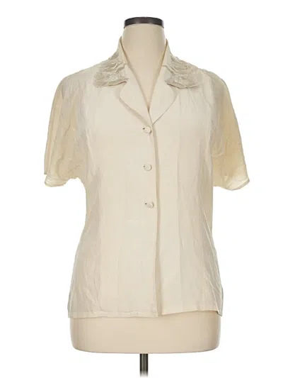Pre-owned Dana Buchman Short Sleeve Blouse In Ivory