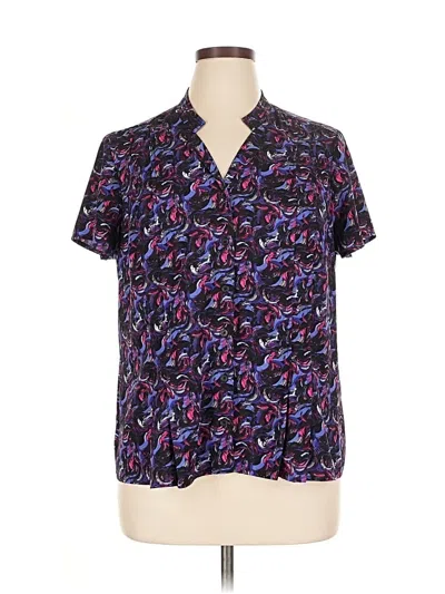 Pre-owned Dana Buchman Short Sleeve Blouse In Purple