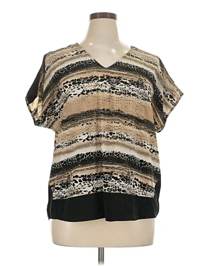 Pre-owned Dana Buchman Short Sleeve Blouse In Tan