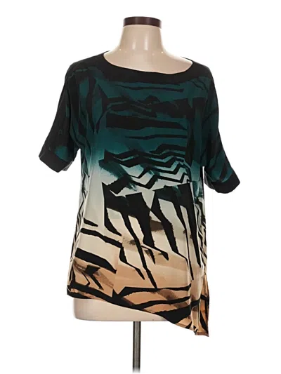 Pre-owned Dana Buchman Short Sleeve Blouse In Teal