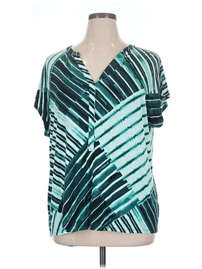 Pre-owned Dana Buchman Short Sleeve Blouse In Teal