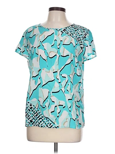 Pre-owned Dana Buchman Short Sleeve Blouse In Teal