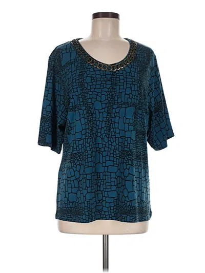Pre-owned Dana Buchman Short Sleeve Blouse In Teal
