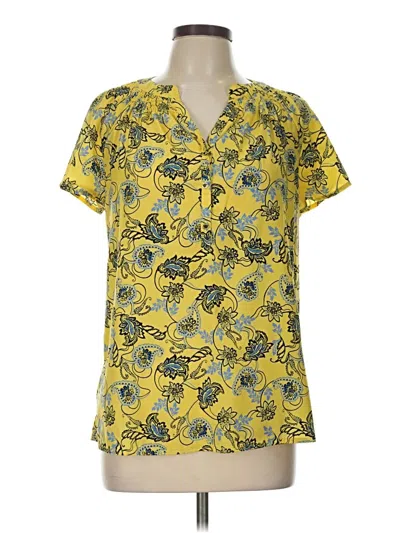 Pre-owned Dana Buchman Short Sleeve Blouse In Yellow